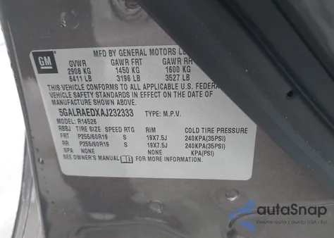 2010 Buick Enclave Cx z USA, uszkodzony, nr VIN 5GALRAEDXAJ232333